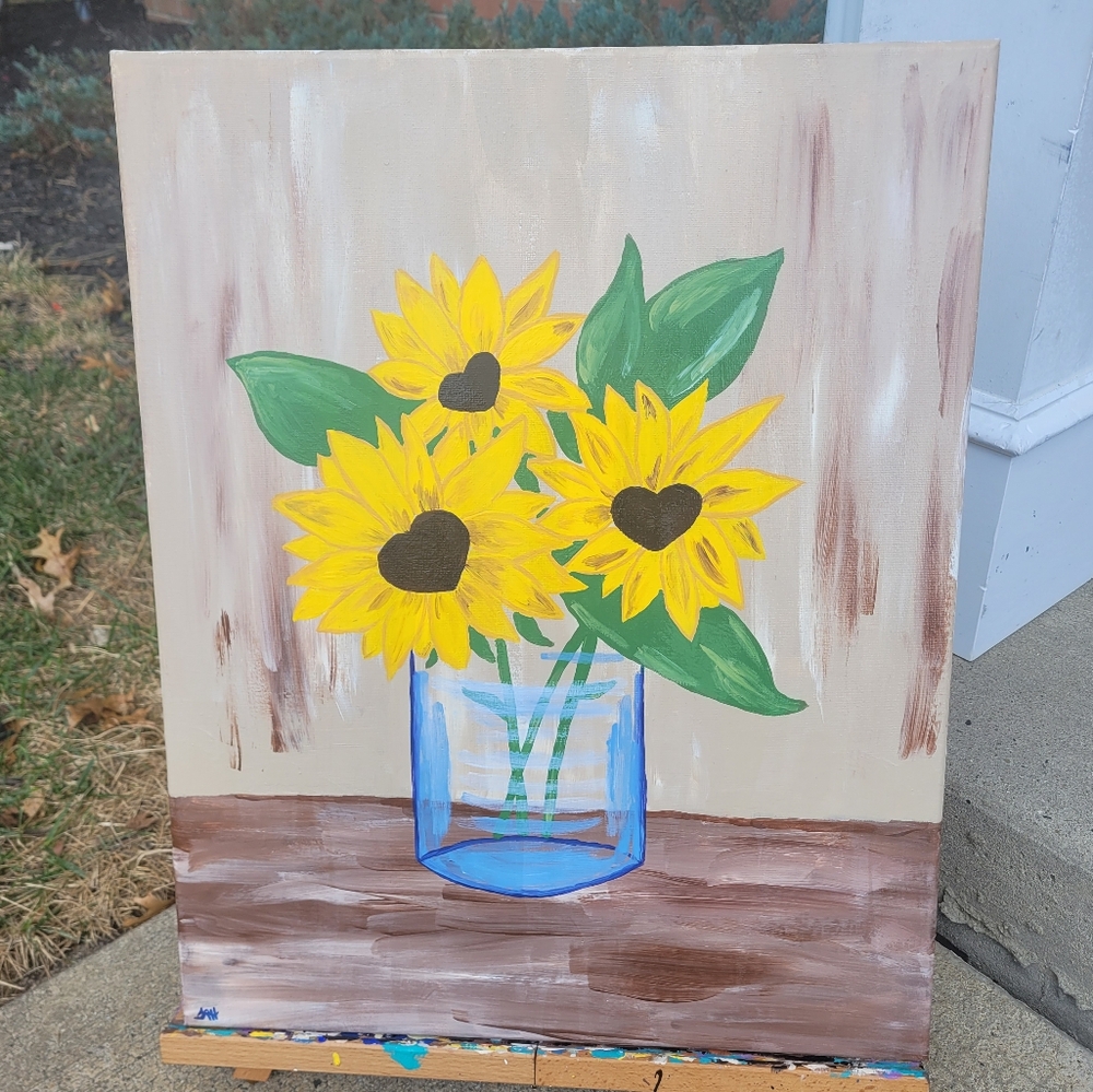 Handpainted Love Sunflowers acrylic Painting